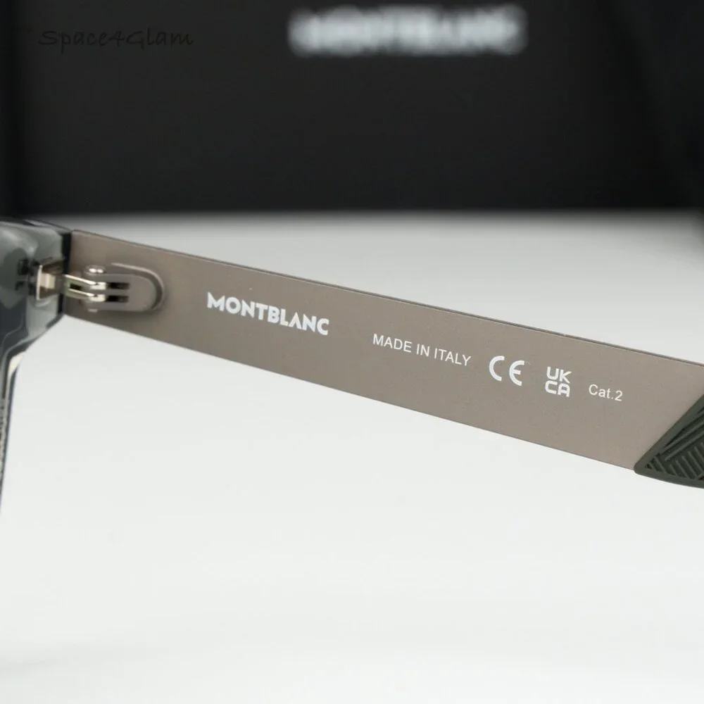 Montblanc Men Sunglasses Grey Ruthenium Green Square MB0298S 003 BRAND NEW